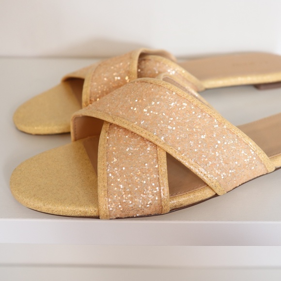 J. Crew Shoes - J.Crew Slides Glitter Cora Sandals Glitter 10.5